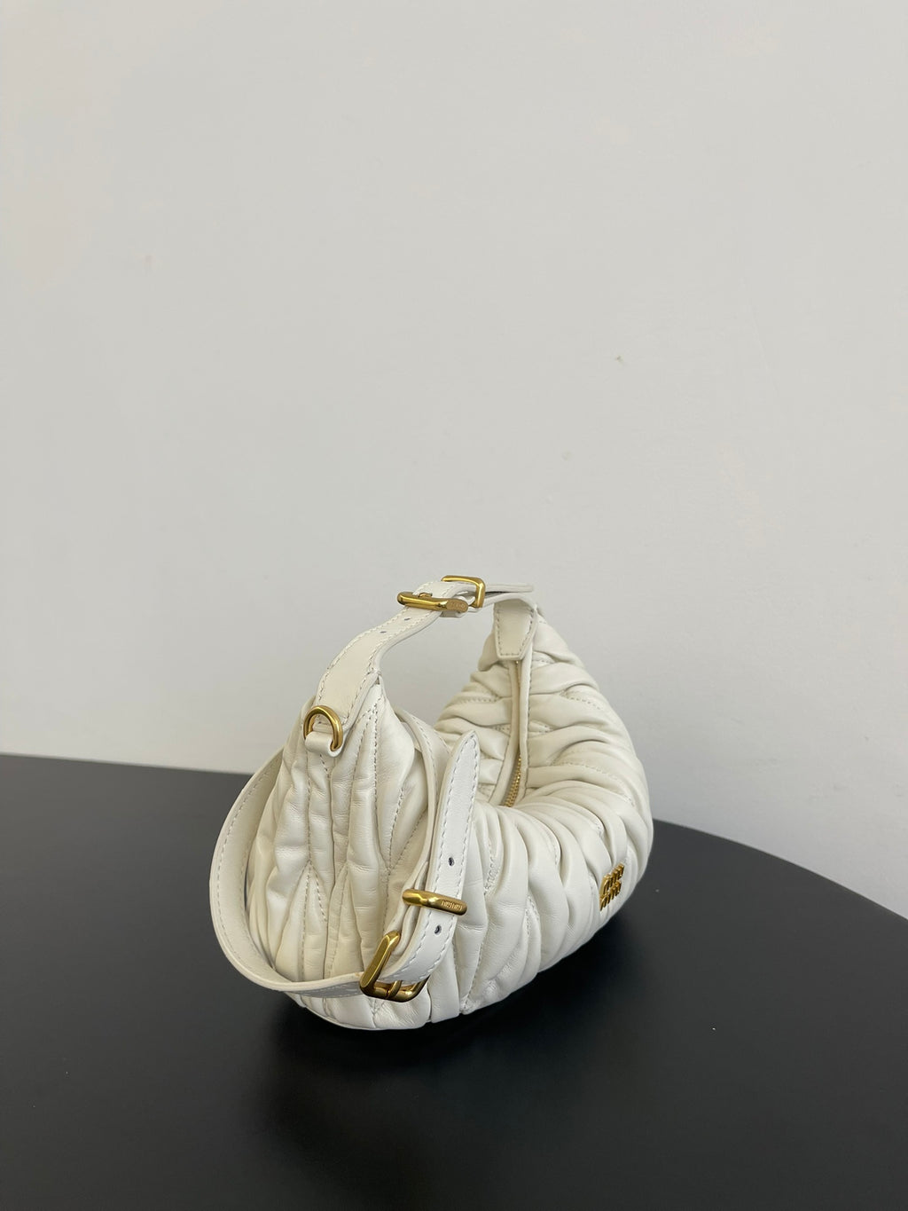 Miu Miu Wander Matelassé Hobo Bag – White