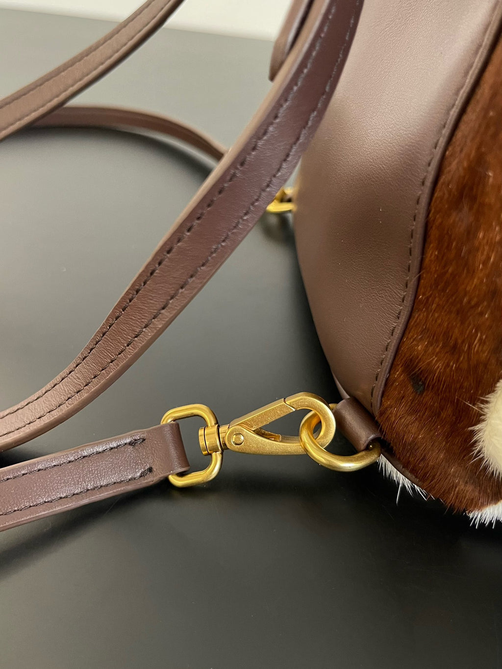 Miu Miu Pony Hair Mini Backpack – Brown & White