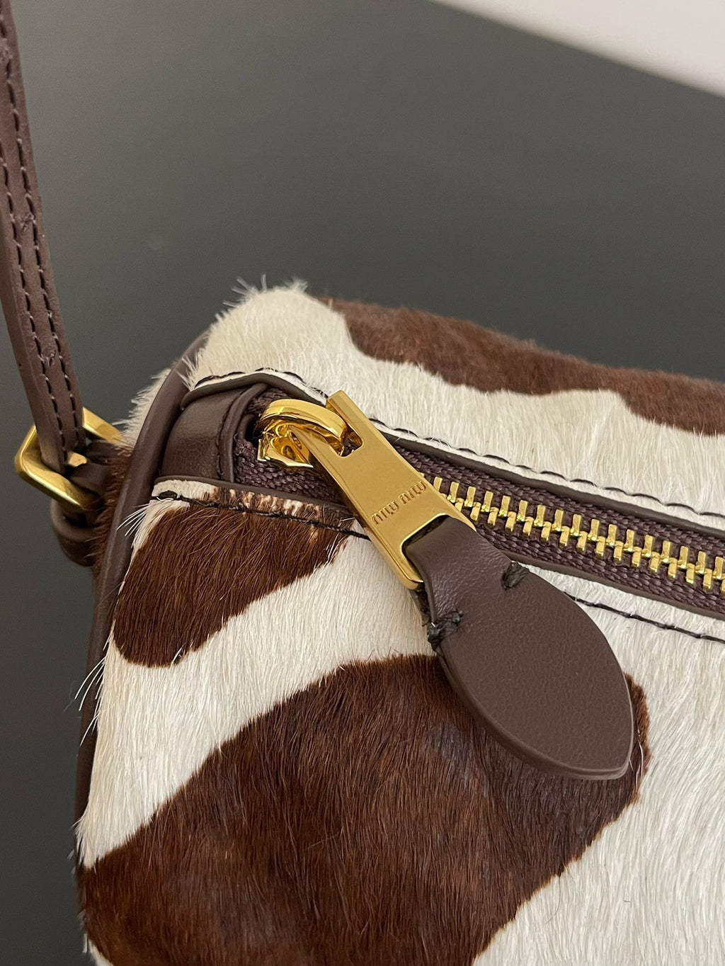 Miu Miu Pony Hair Shoulder Bag – Brown & White