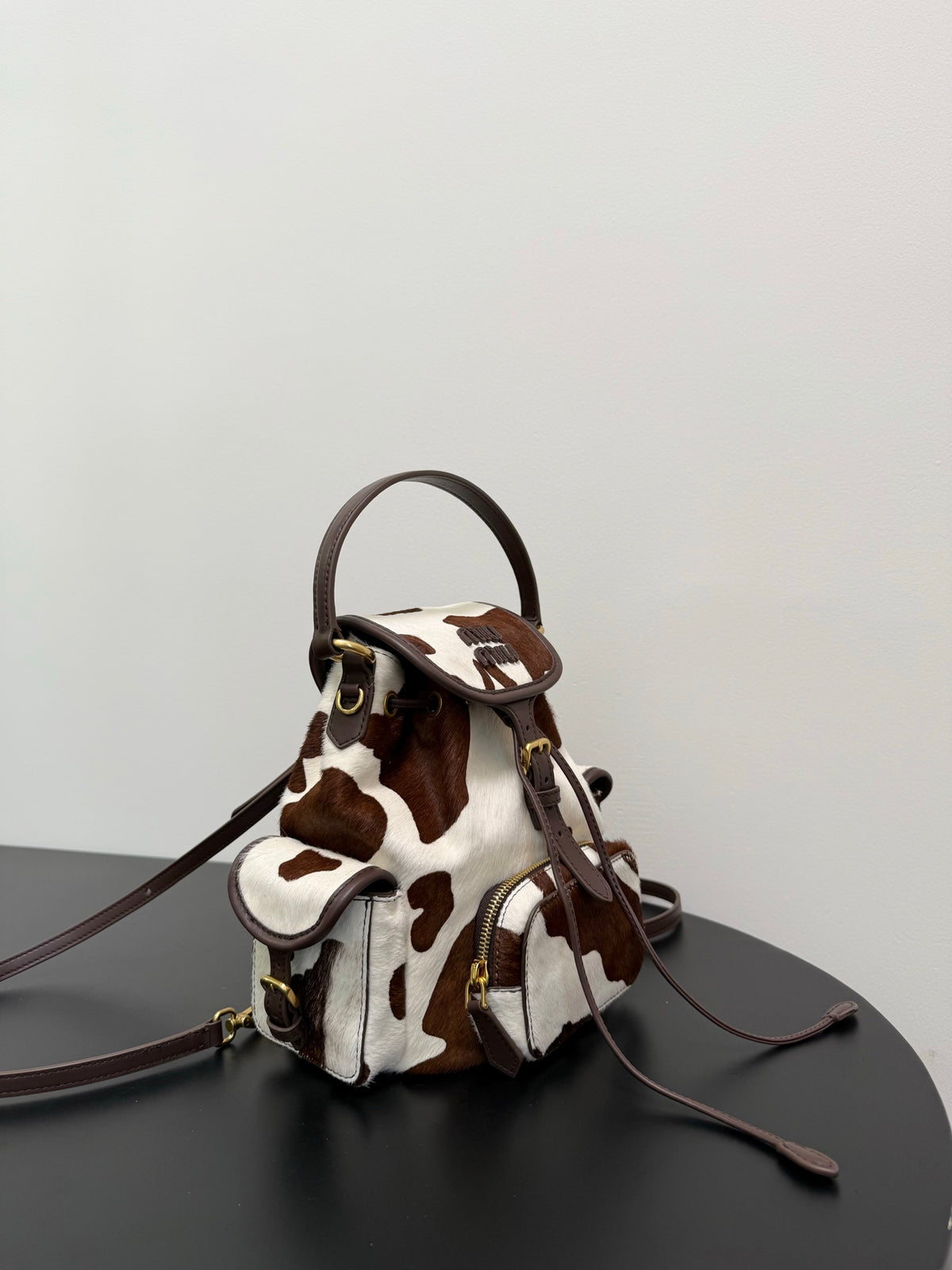 Miu Miu Pony Hair Mini Backpack – Brown & White