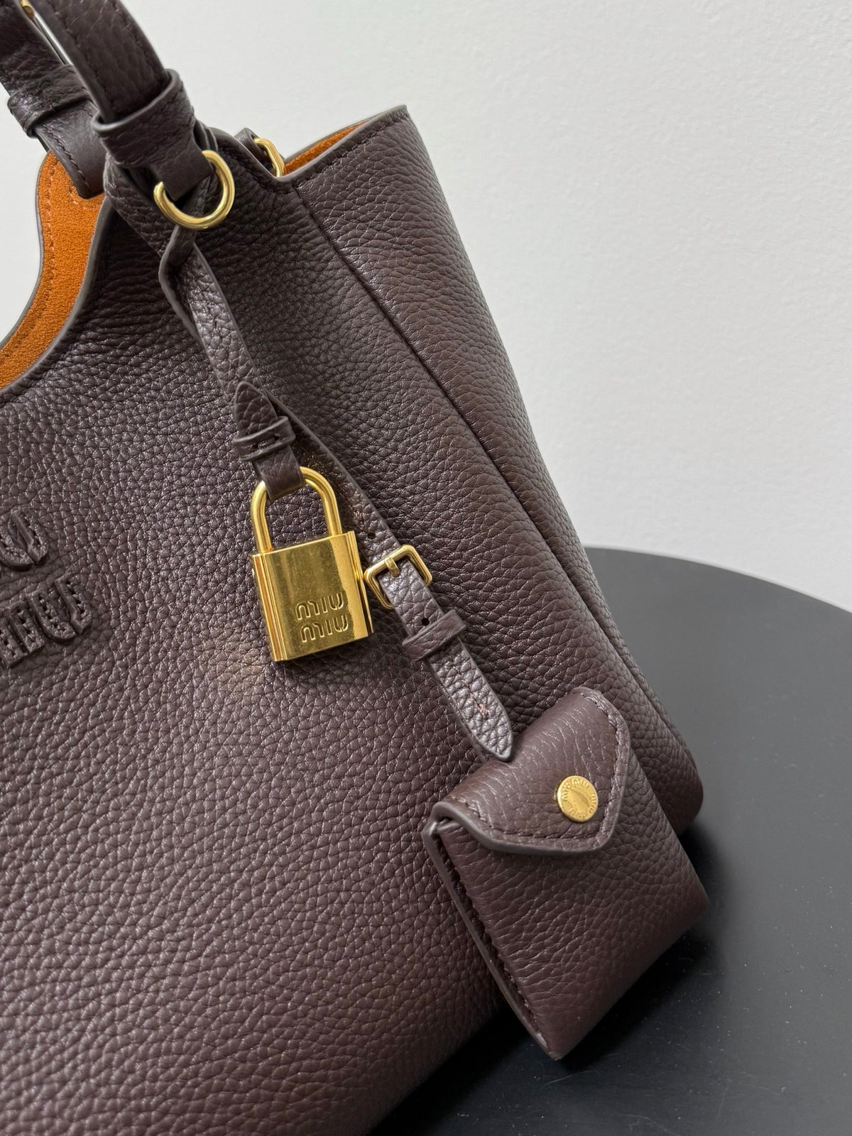 Miu Miu Leather Tote Bag – Dark Brown