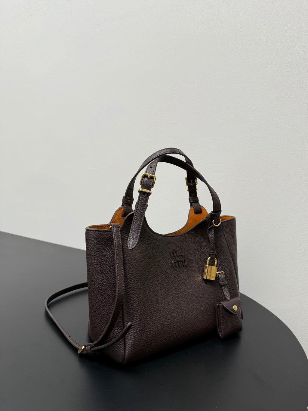 Miu Miu Leather Tote Bag – Dark Brown