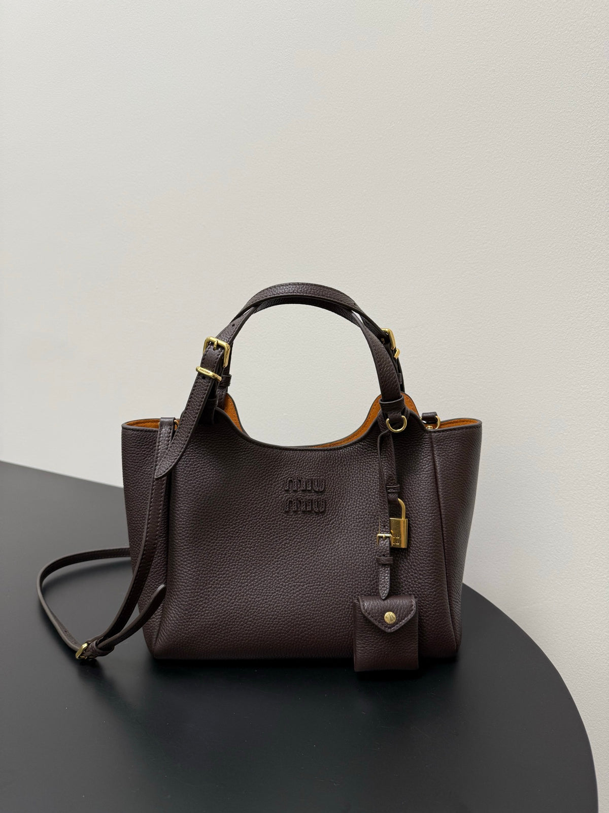 Miu Miu Leather Tote Bag – Dark Brown