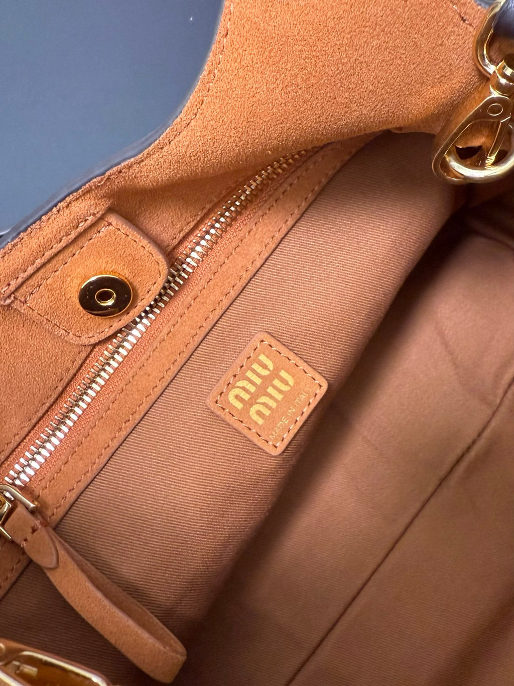 Miu Miu Leather Tote Bag – Dark Brown