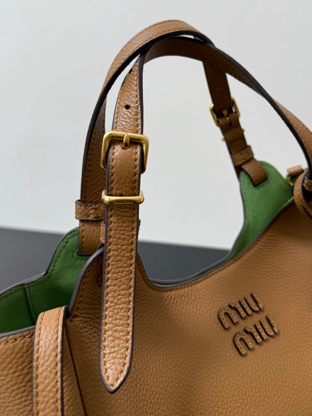 Miu Miu Leather Tote Bag – Cognac