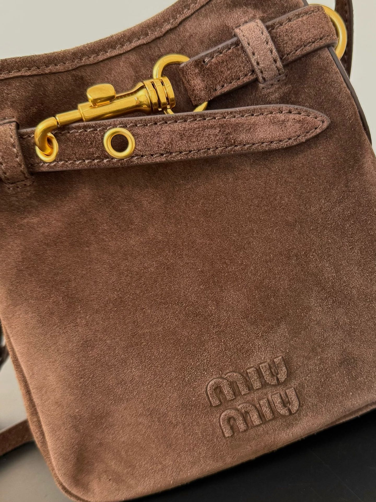 Miu Miu Aventure Leather Bucket Bag – Dark Brown