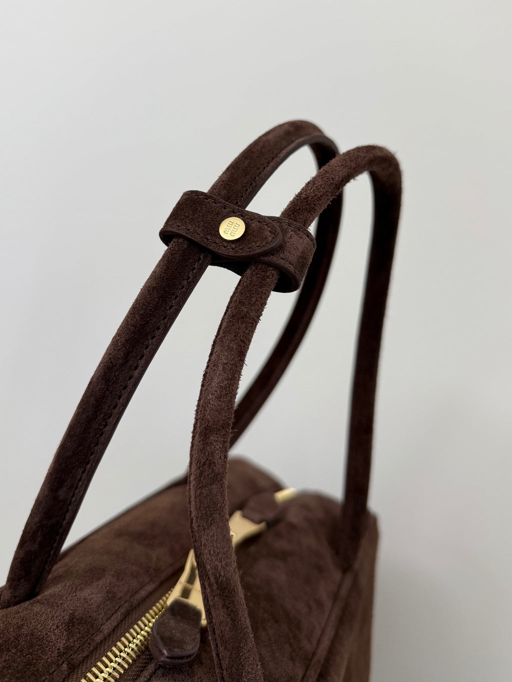 Miu Miu Suede Top Handle Bag – Dark Brown