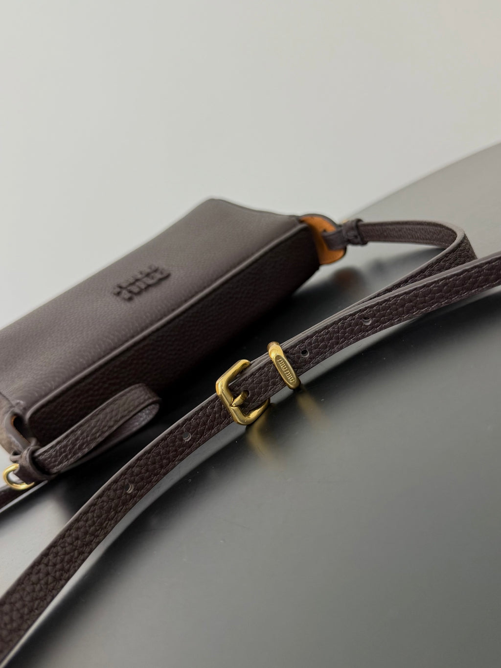 Miu Miu Leather Mini Shoulder Bag – Dark Brown