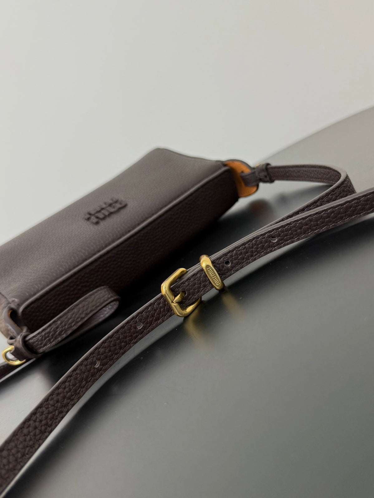 Miu Miu Leather Mini Shoulder Bag – Dark Brown
