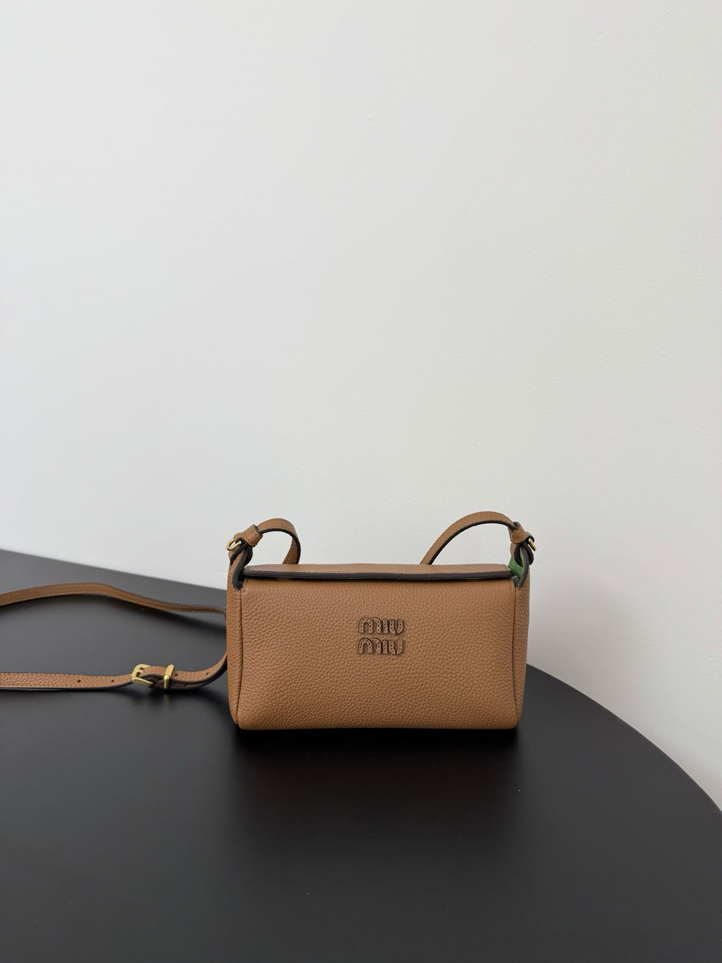 Miu Miu Leather Mini Shoulder Bag – Cognac