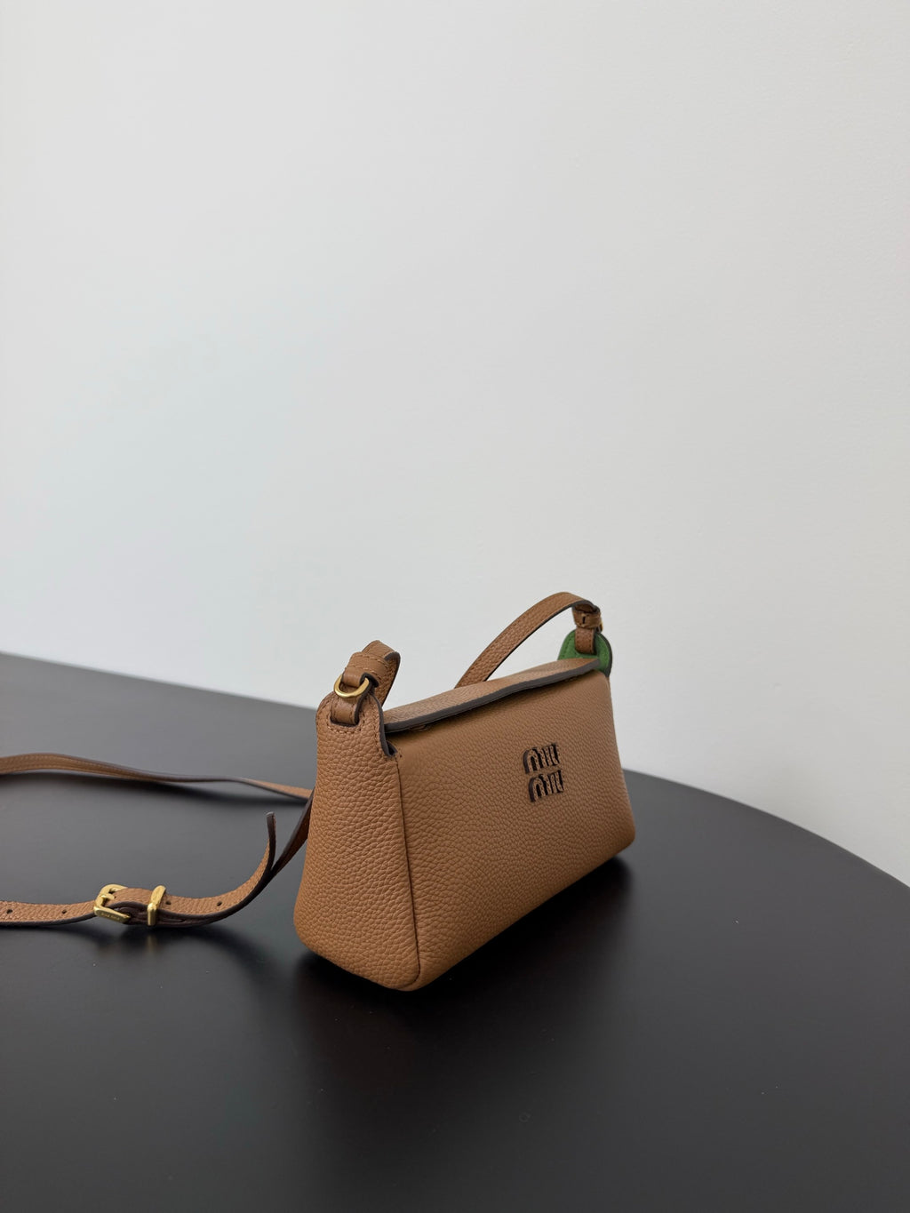 Miu Miu Leather Mini Shoulder Bag – Cognac