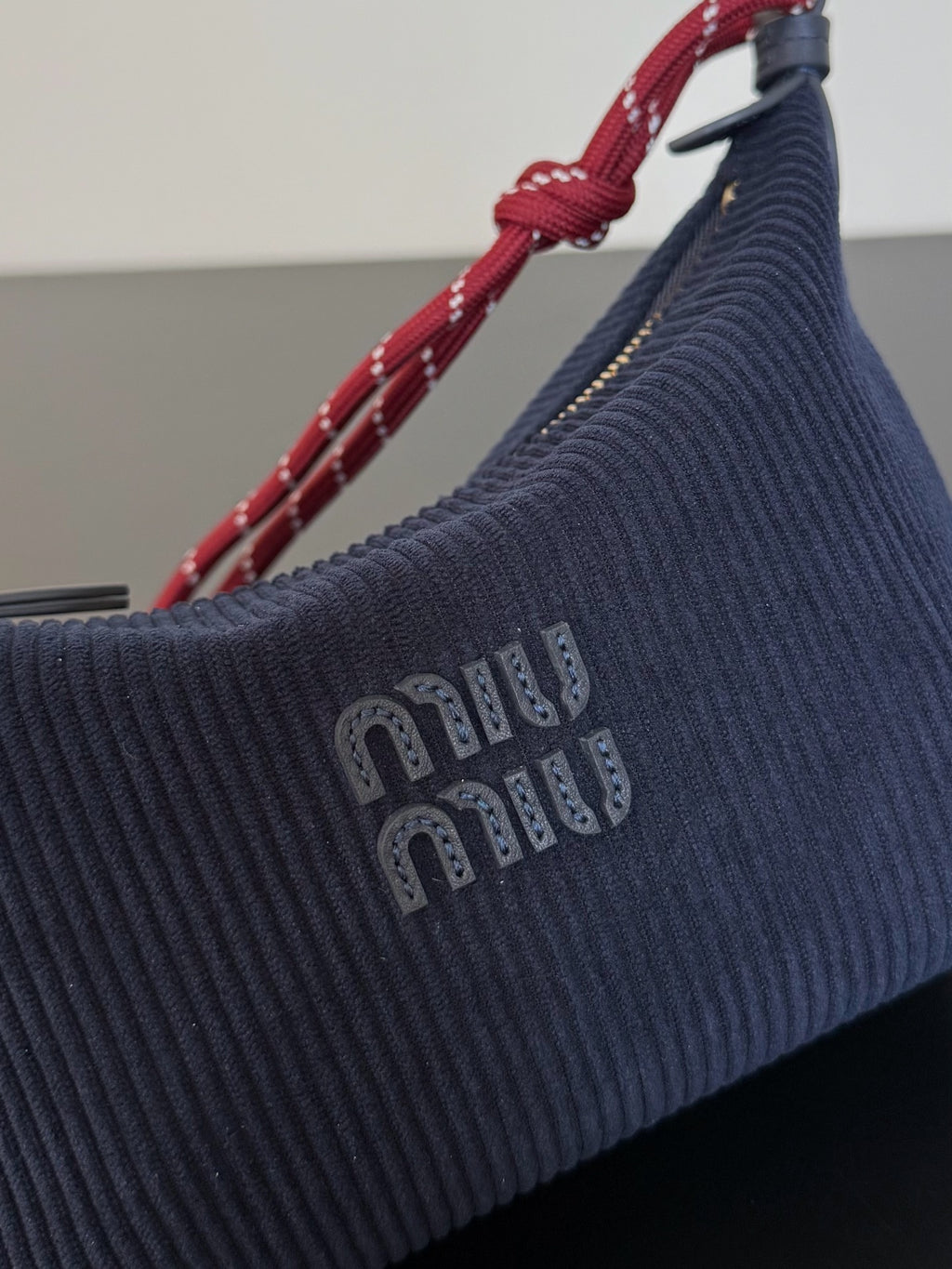 Miu Miu Woven Shoulder Bag – Navy & Red