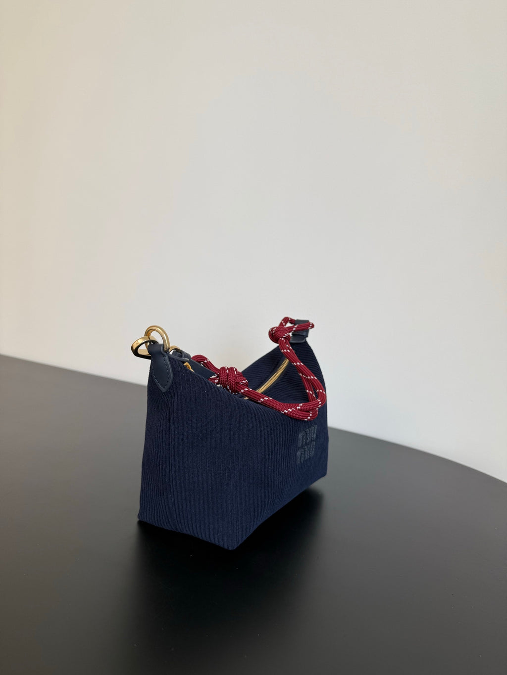 Miu Miu Woven Shoulder Bag – Navy & Red