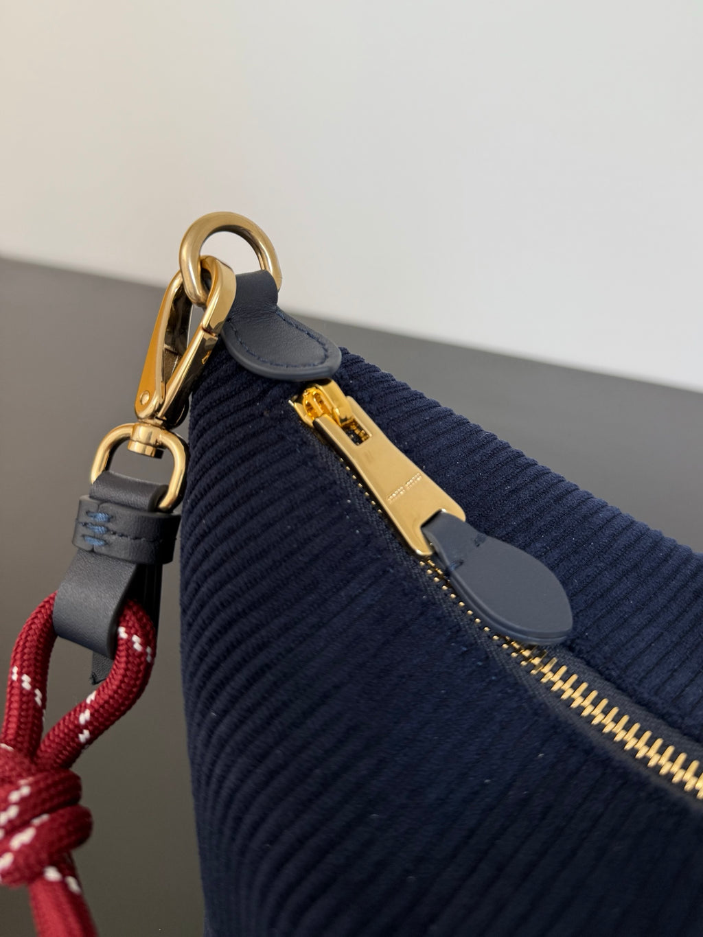 Miu Miu Woven Shoulder Bag – Navy & Red