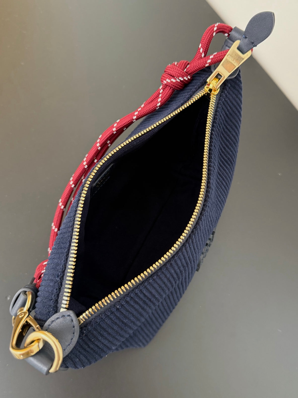 Miu Miu Woven Shoulder Bag – Navy & Red