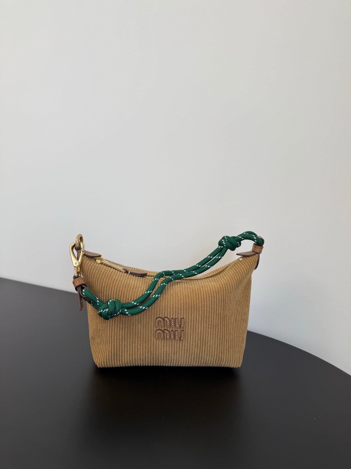 Miu Miu Woven Shoulder Bag – Beige & Green