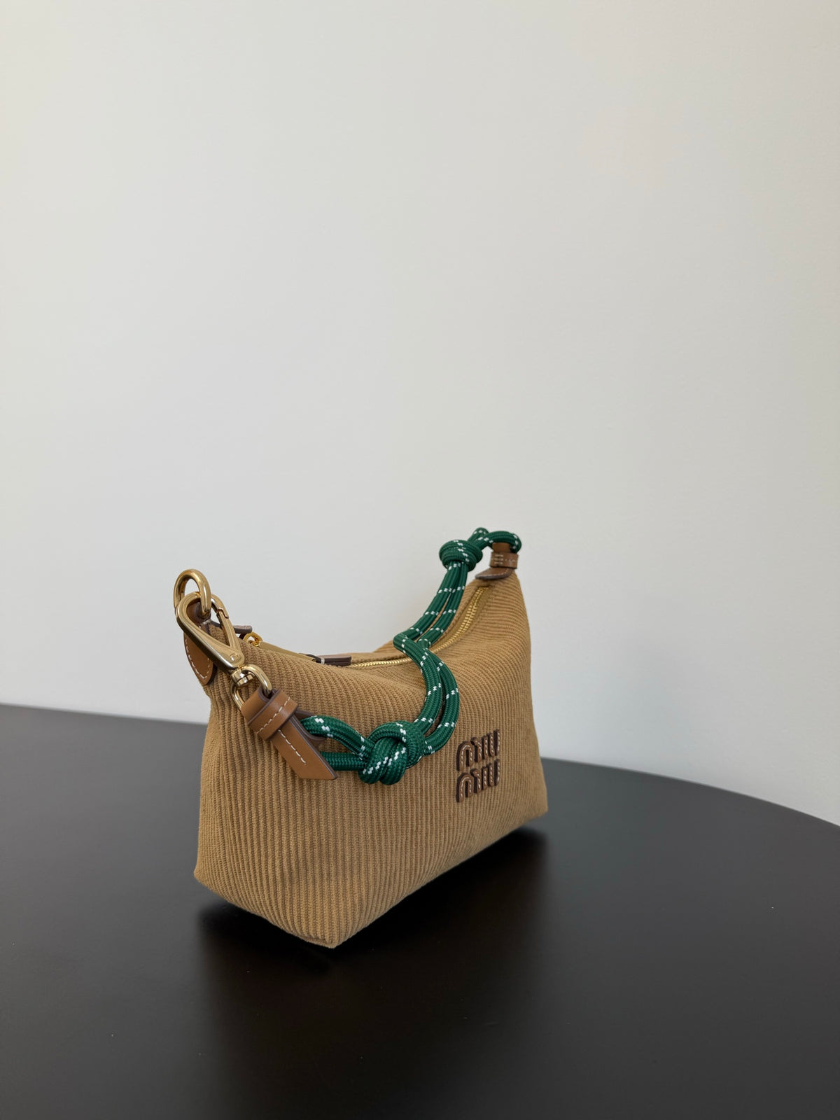 Miu Miu Woven Shoulder Bag – Beige & Green