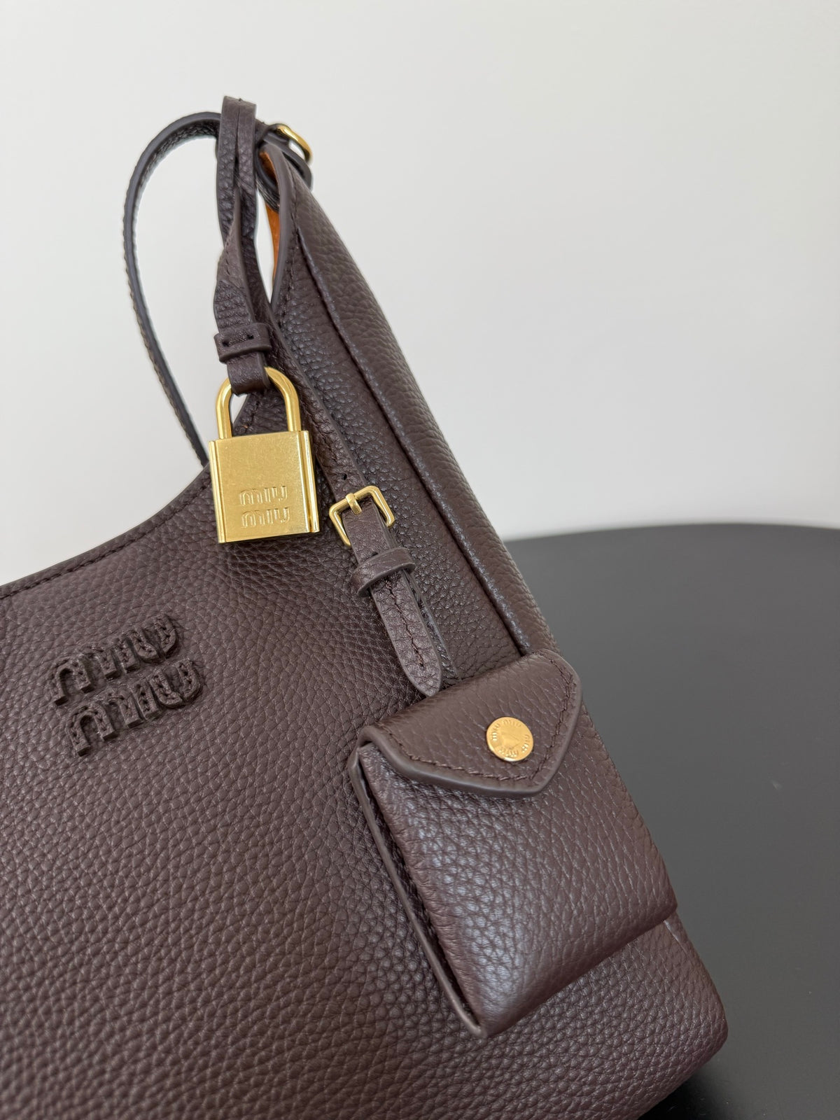 Miu Miu Leather Shoulder Bag – Dark Brown