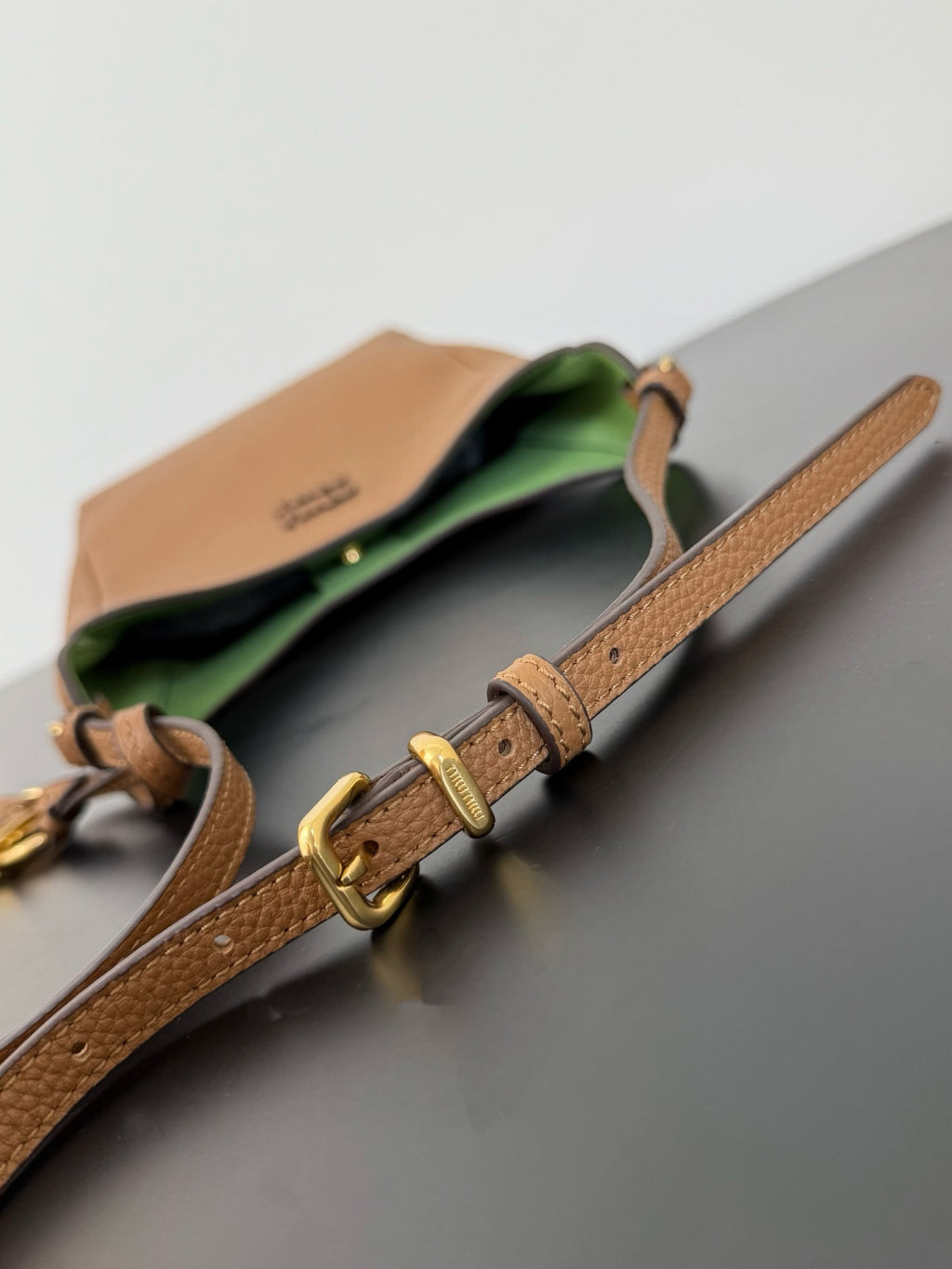 Miu Miu Leather Shoulder Bag – Cognac
