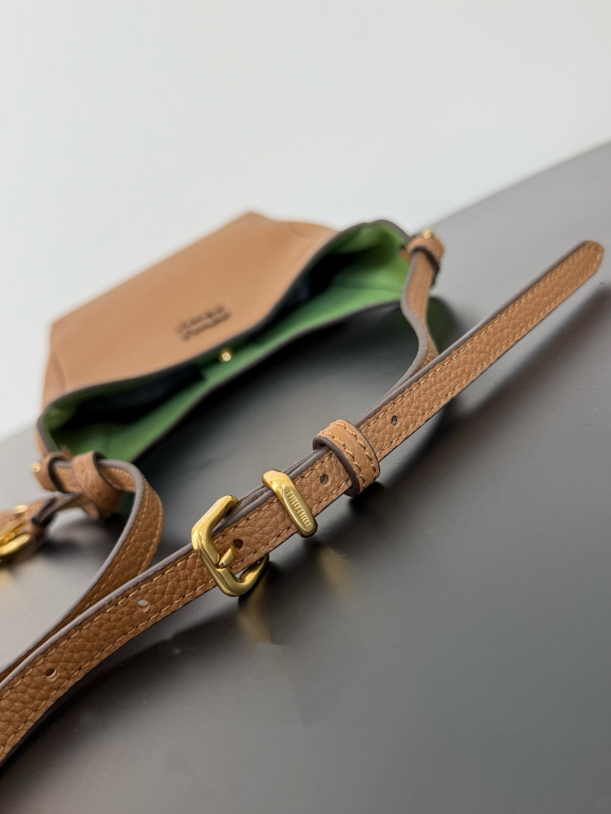 Miu Miu Leather Shoulder Bag – Cognac