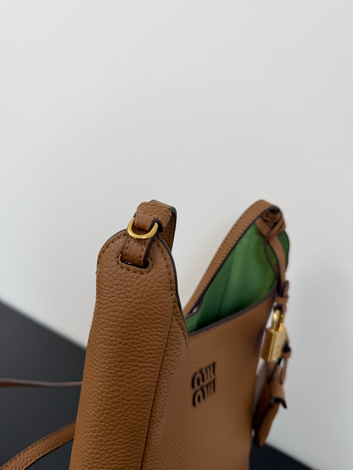 Miu Miu Leather Shoulder Bag – Cognac