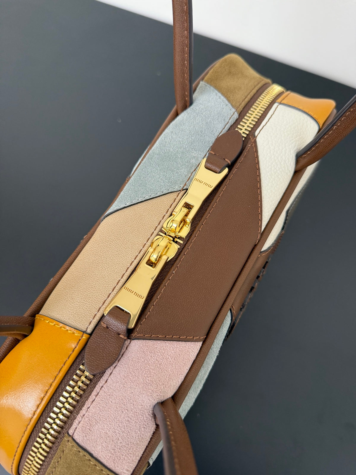 Miu Miu Patchwork Leather Top Handle Bag – Multicolor