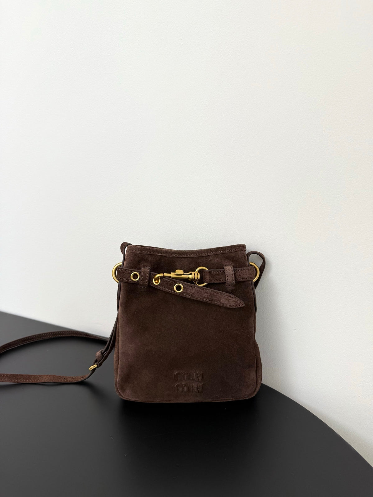 Miu Miu Aventure Leather Bucket Bag – Dark Brown