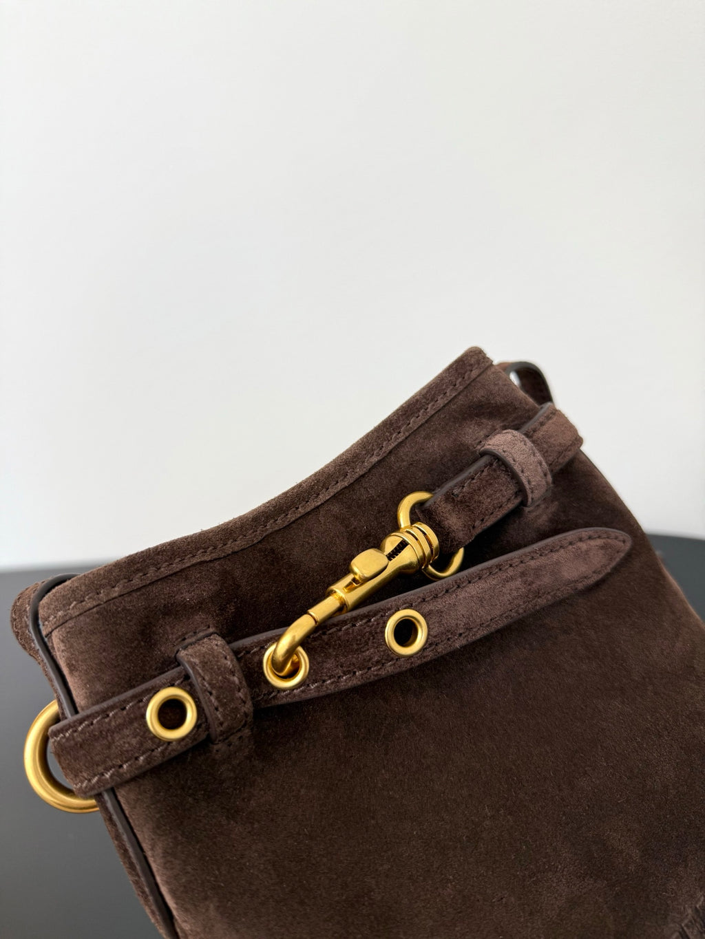 Miu Miu Aventure Leather Bucket Bag – Dark Brown