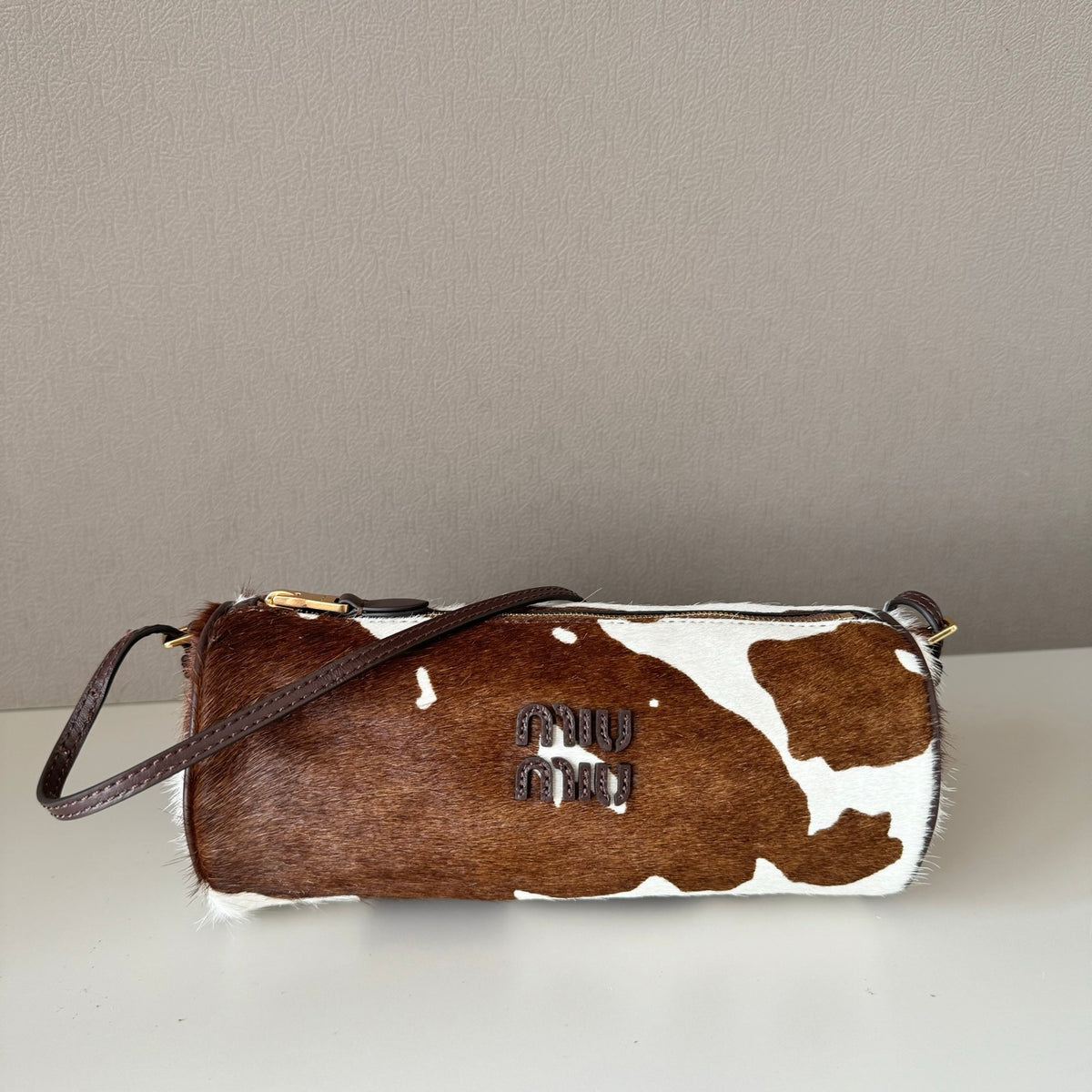 Miu Miu Cow Hair Shoulder Bag – Brown & White