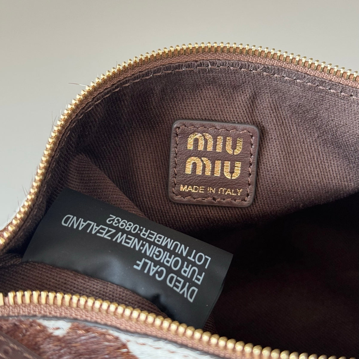 Miu Miu Cow Hair Shoulder Bag – Brown & White
