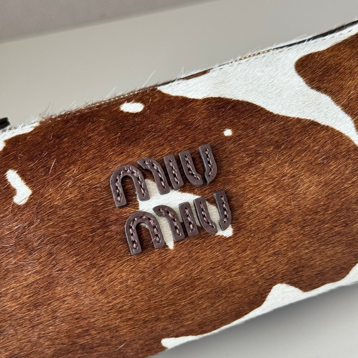 Miu Miu Cow Hair Shoulder Bag – Brown & White