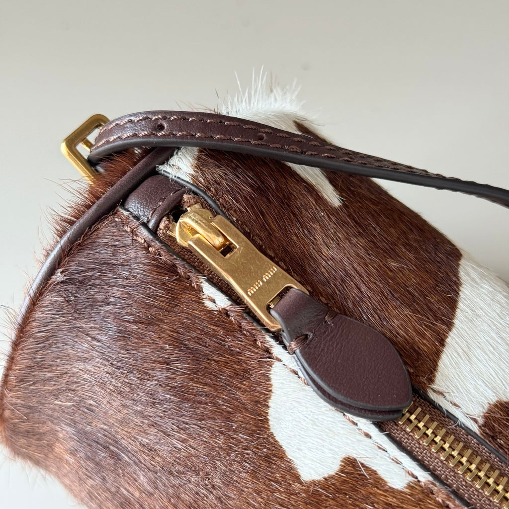 Miu Miu Cow Hair Shoulder Bag – Brown & White