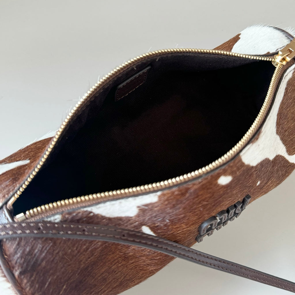 Miu Miu Cow Hair Shoulder Bag – Brown & White