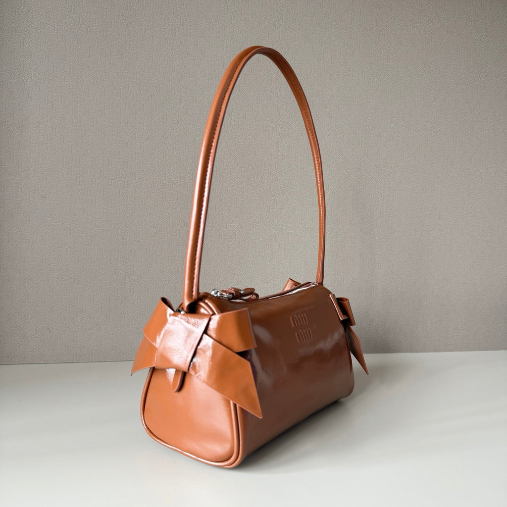 Miu Miu Aventure Leather Shoulder Bag – Cognac