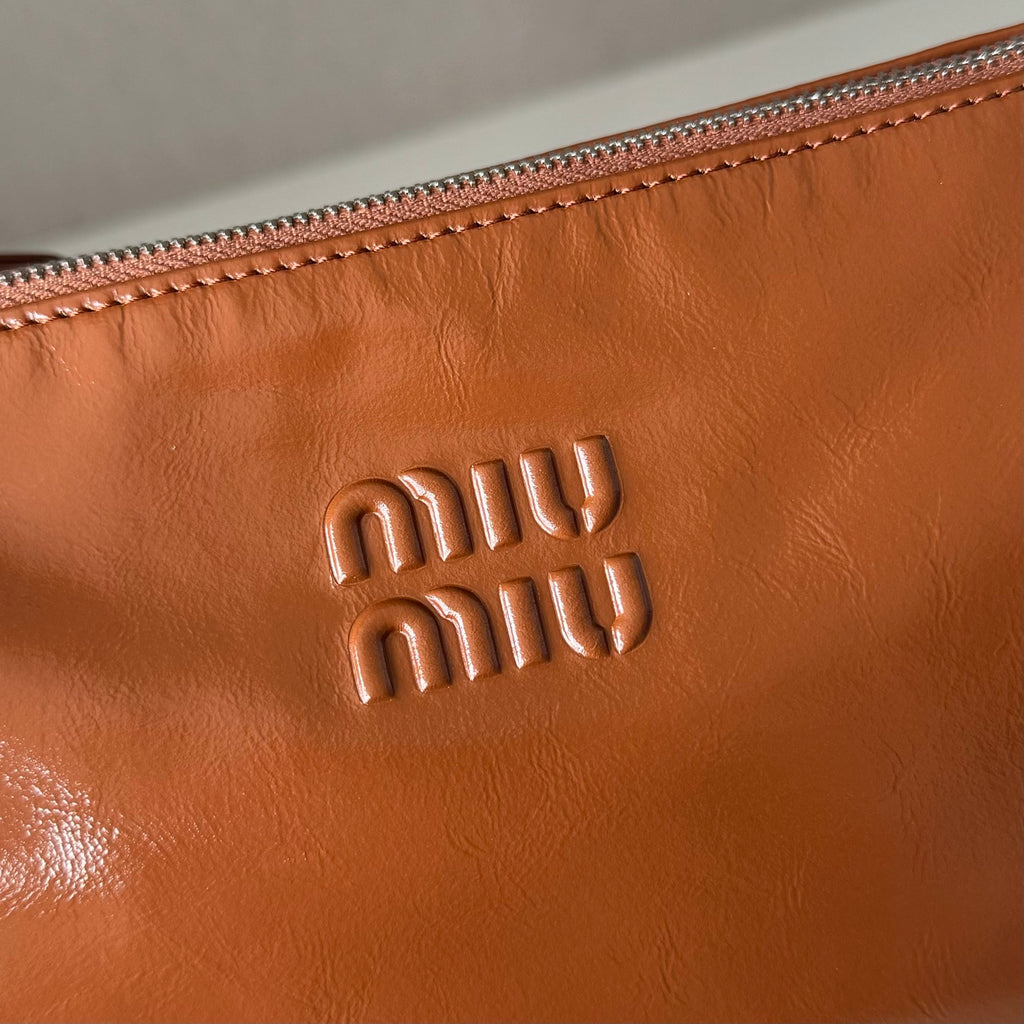 Miu Miu Aventure Leather Shoulder Bag – Cognac