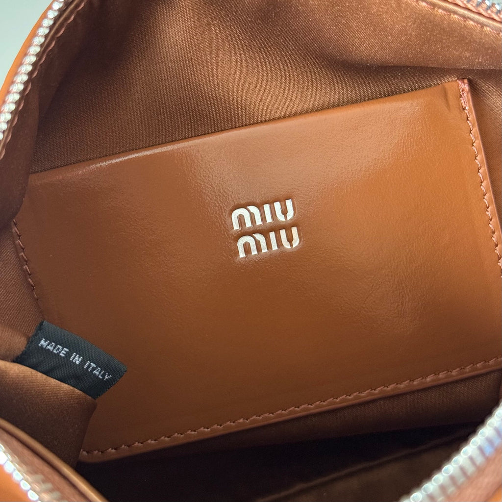 Miu Miu Aventure Leather Shoulder Bag – Cognac