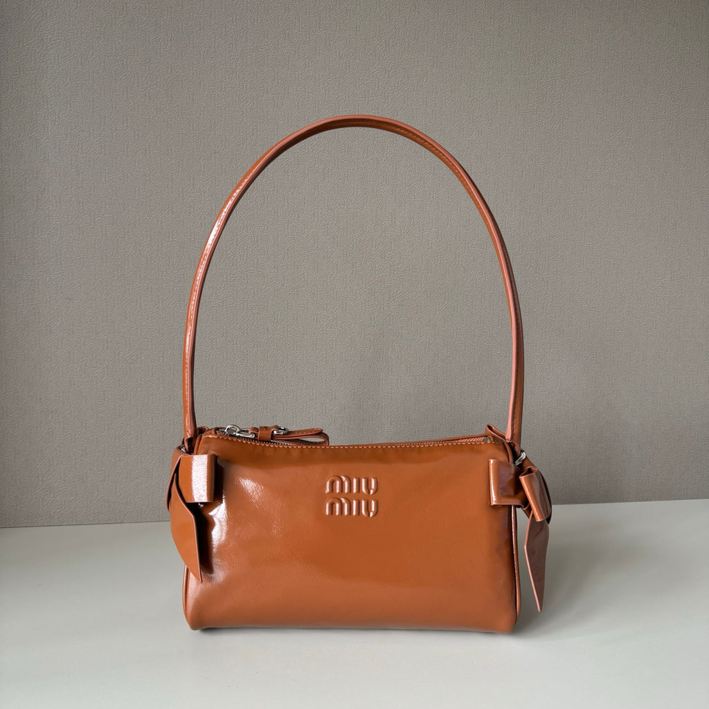 Miu Miu Aventure Leather Shoulder Bag – Cognac