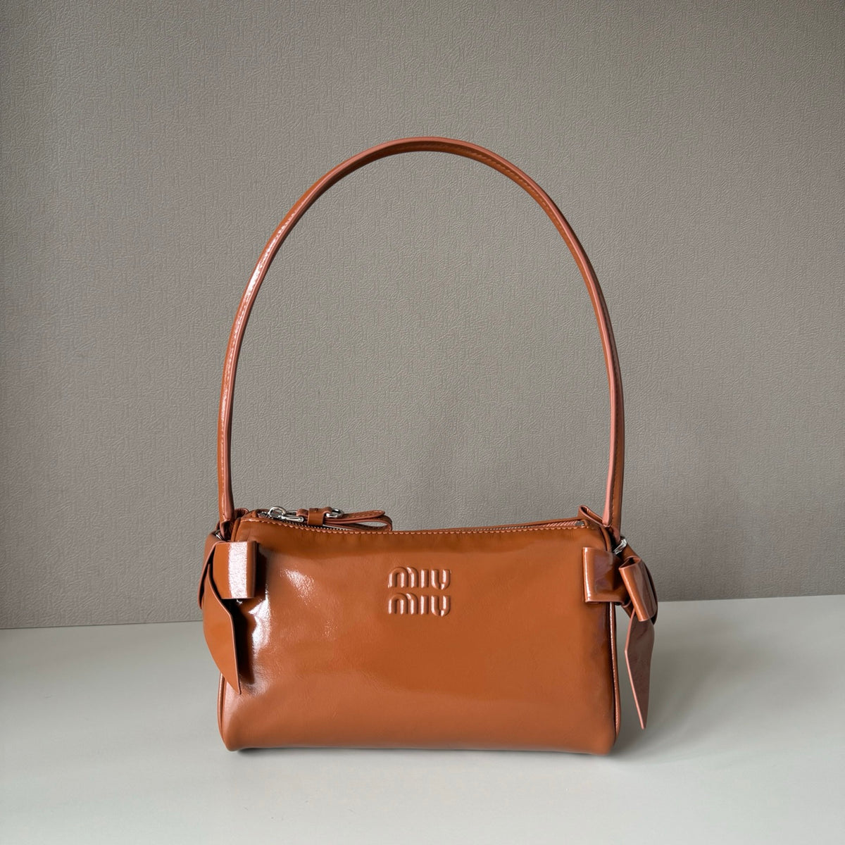 Miu Miu Aventure Leather Shoulder Bag – Cognac
