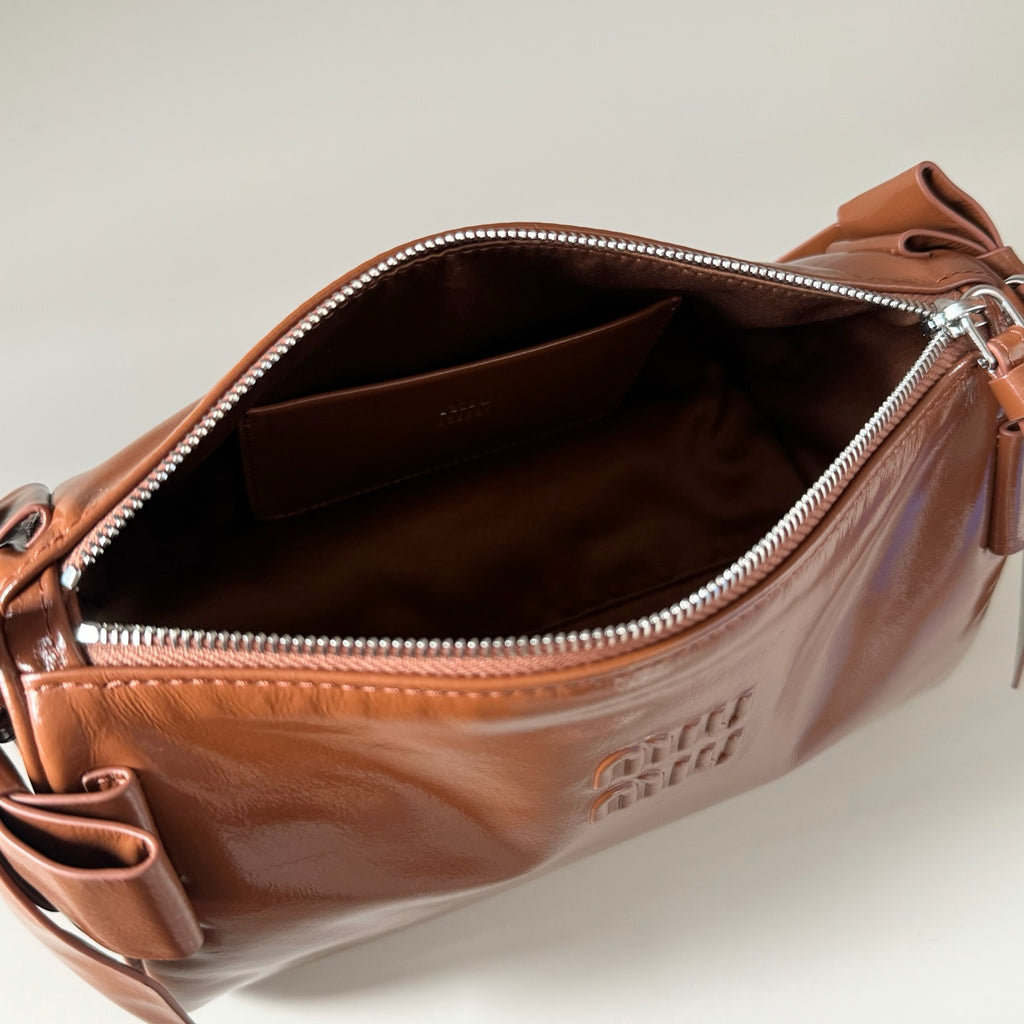 Miu Miu Aventure Leather Shoulder Bag – Cognac