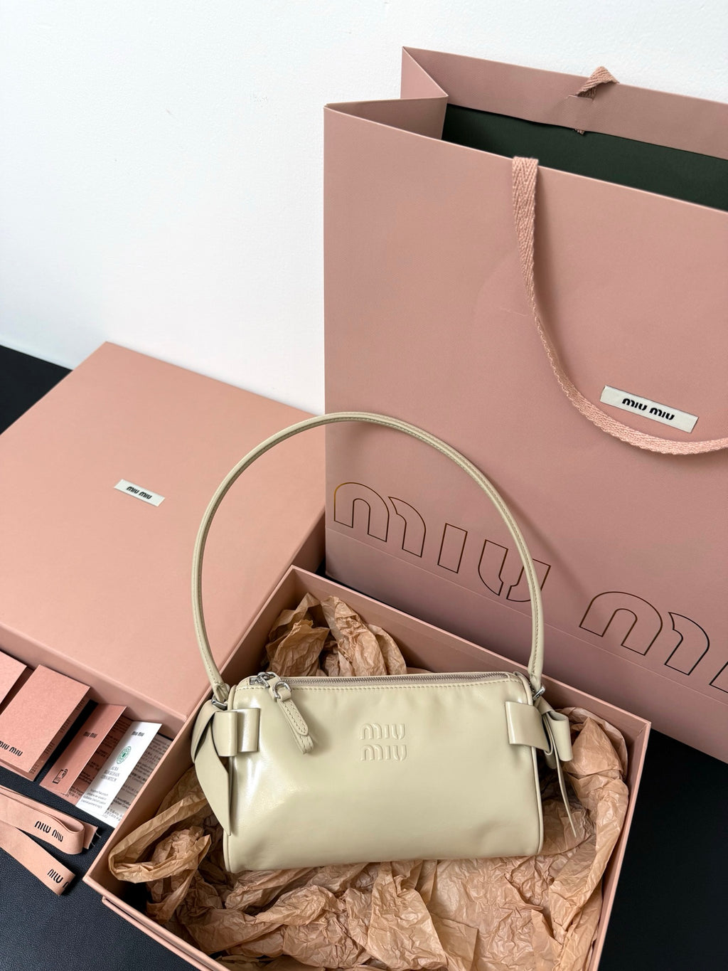 Miu Miu Aventure Leather Bag – Cream